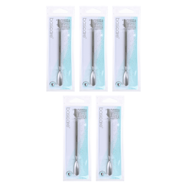 Basicare Stainless Steel Cuticle Pusher and Cleaner 2 in 1 Bundle of 5