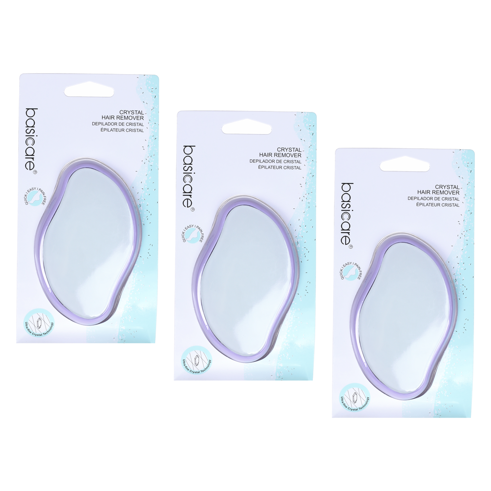 Basicare Crystal Hair Remover Pain Free Exfoliating Tool Bundle of 3