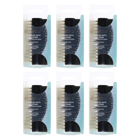 Basicare Nail Brush Natural Bristles with Pumice Stone Bundle of 6