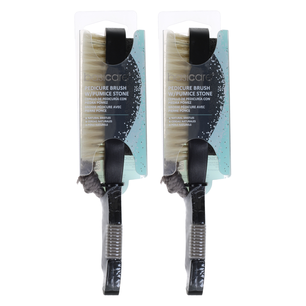 Basicare Pedicure Brush Natural Bristles with Pumice Stone 2 Pack