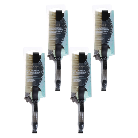 Basicare Pedicure Brush with Natural Bristles and Pumice Stone 4 Pack