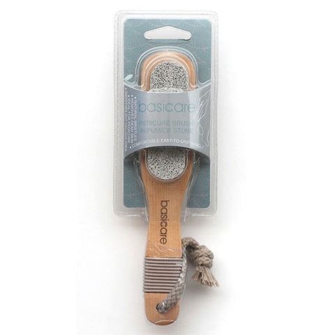 Basicare Pedicure Brush with Natural Bristles and Pumice Stone for Smooth Feet