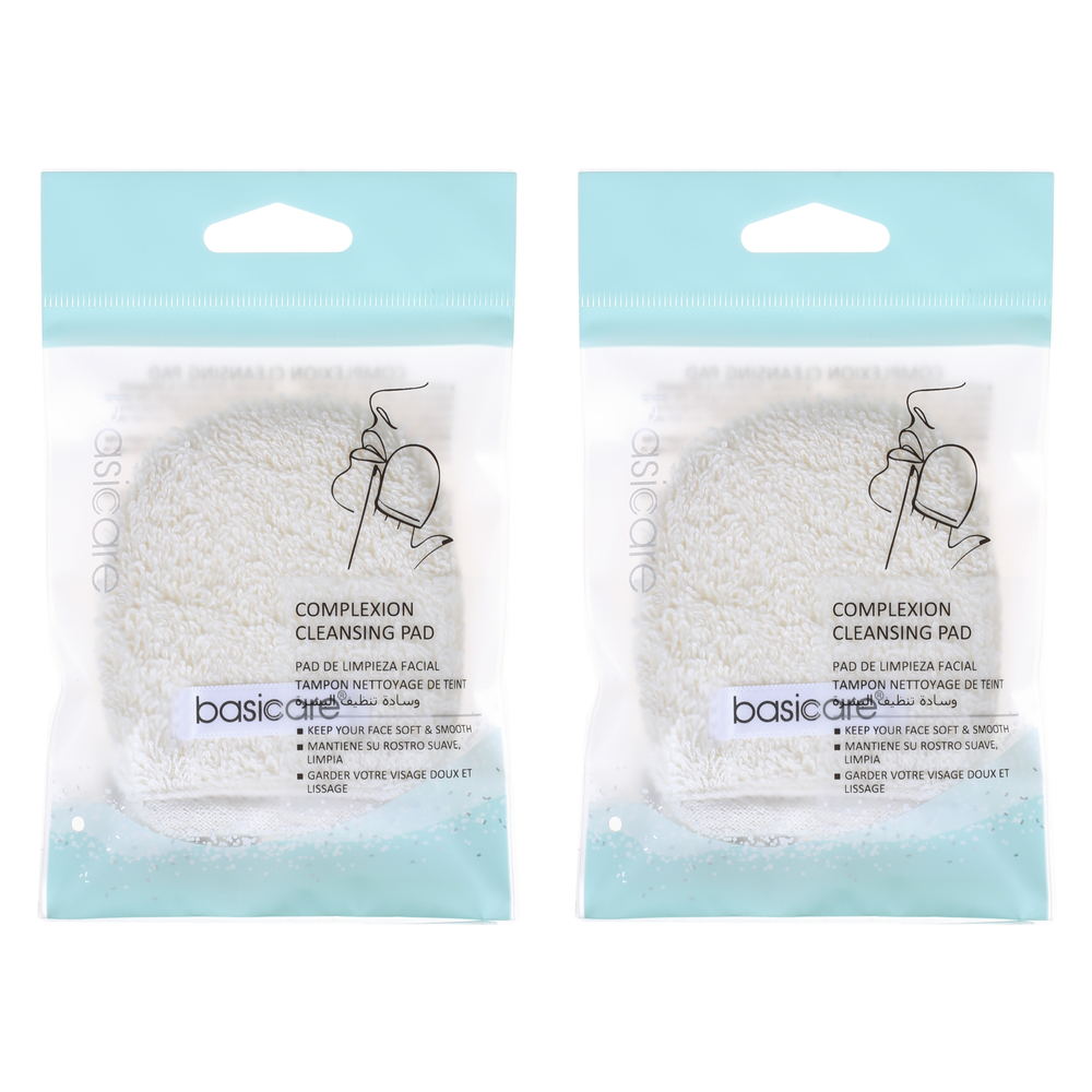 Basicare Complexion Cleansing Pad 7.5cm by 8.8cm 2 Pack Gentle Exfoliating