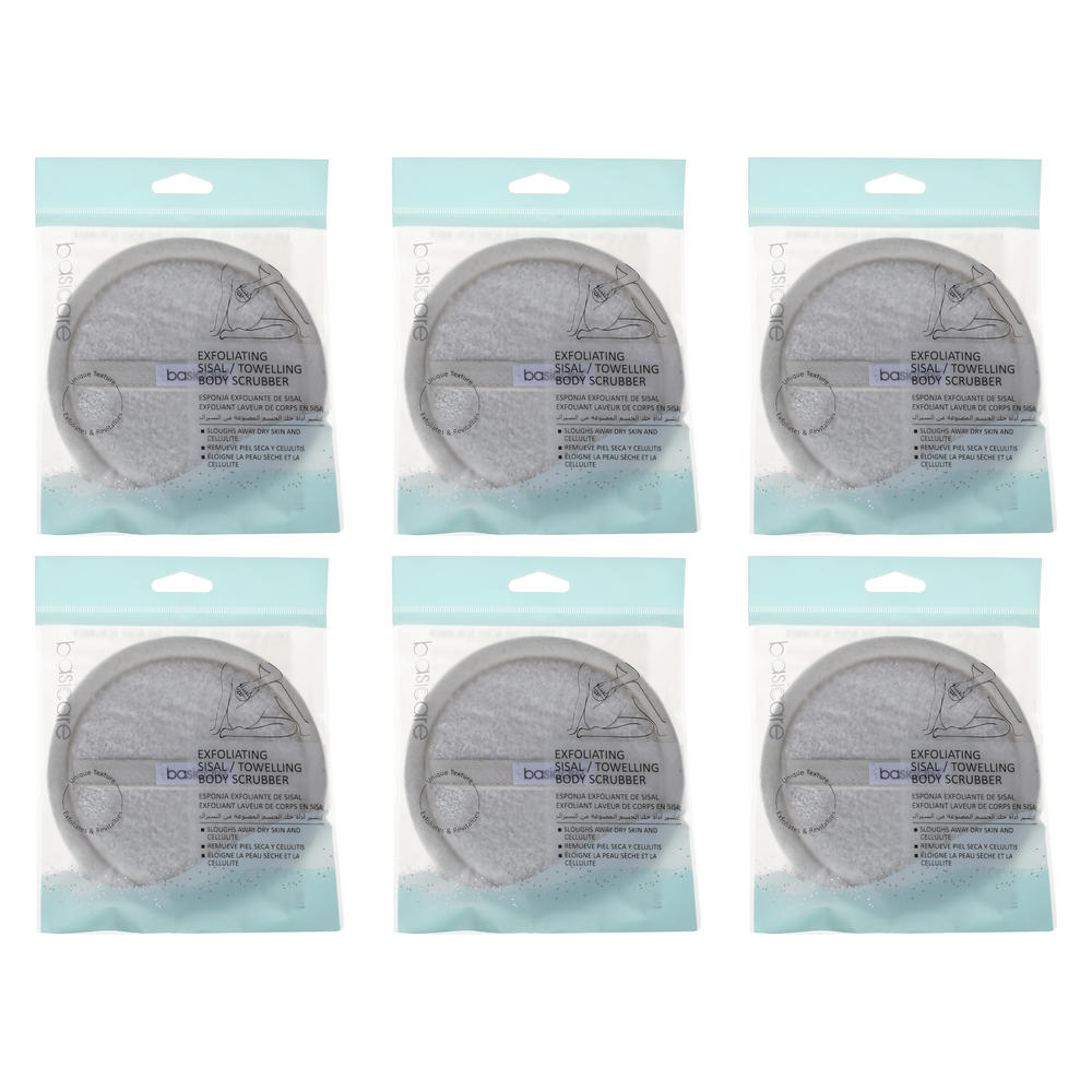 Basicare 6 Pack Body Scrubber 14cm Natural Sisal Exfoliating Skin Tool