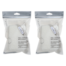 Basicare Sisal Towelling Exfoliating Bath Sponge 2 Pack Natural Body Cleansing