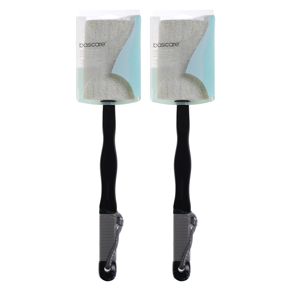 Basicare Dual Loofah Back Brush with Detachable 41cm Handle Pack of 2