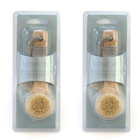 Basicare Complexion Massage and Cleansing Brush 13cm Pack of 2 for Glowing Skin