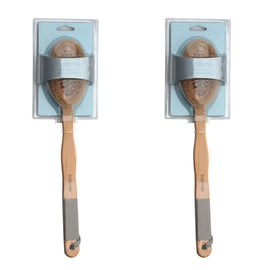 Basicare Wooden Bath Massage Brush 41cm Natural Bristles Exfoliation Pack of 2