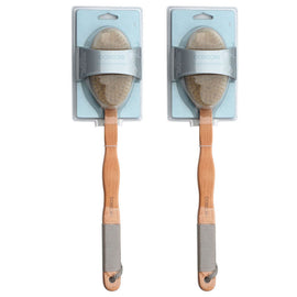 Basicare Wooden Bath Brush Long Handle 41cm Natural Bristles Pack of 2
