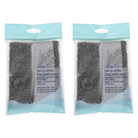 Basicare Exfoliating Sisal Bath Mitt 13cm x 20cm Natural Fibre Pack of 2