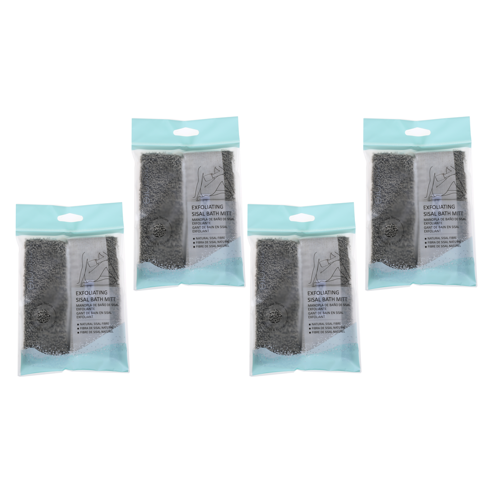 Basicare Exfoliating Sisal Bath Mitt 13cm x 20cm Bundle of 4