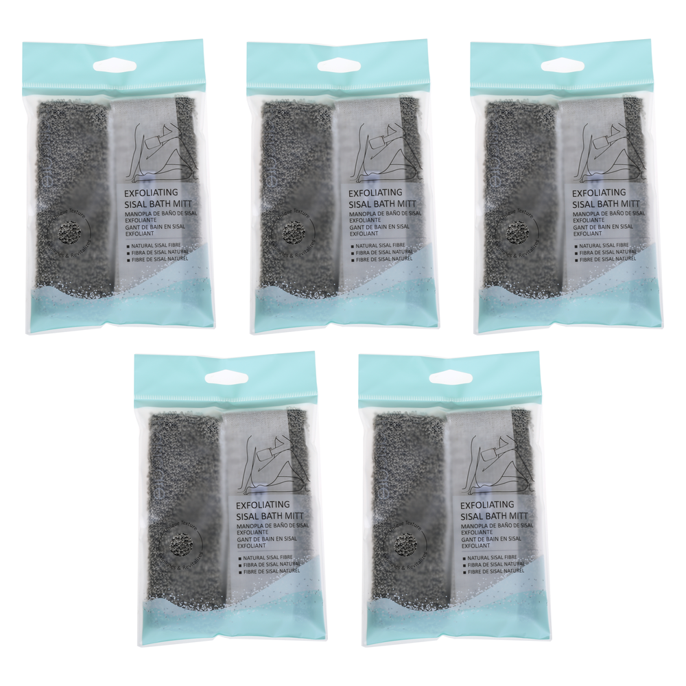 Basicare Exfoliating Sisal Bath Mitt 13x20cm 5 Pack Deep Cleanse