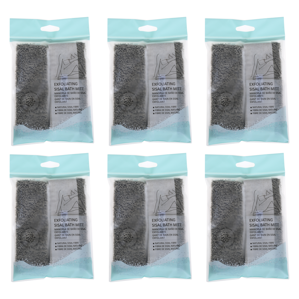 Basicare Exfoliating Sisal Bath Mitt 13x20cm Bundle of 6