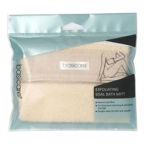 Basicare Exfoliating Sisal Bath Mitt 13cmx20cm Natural Fibre Deep Cleansing
