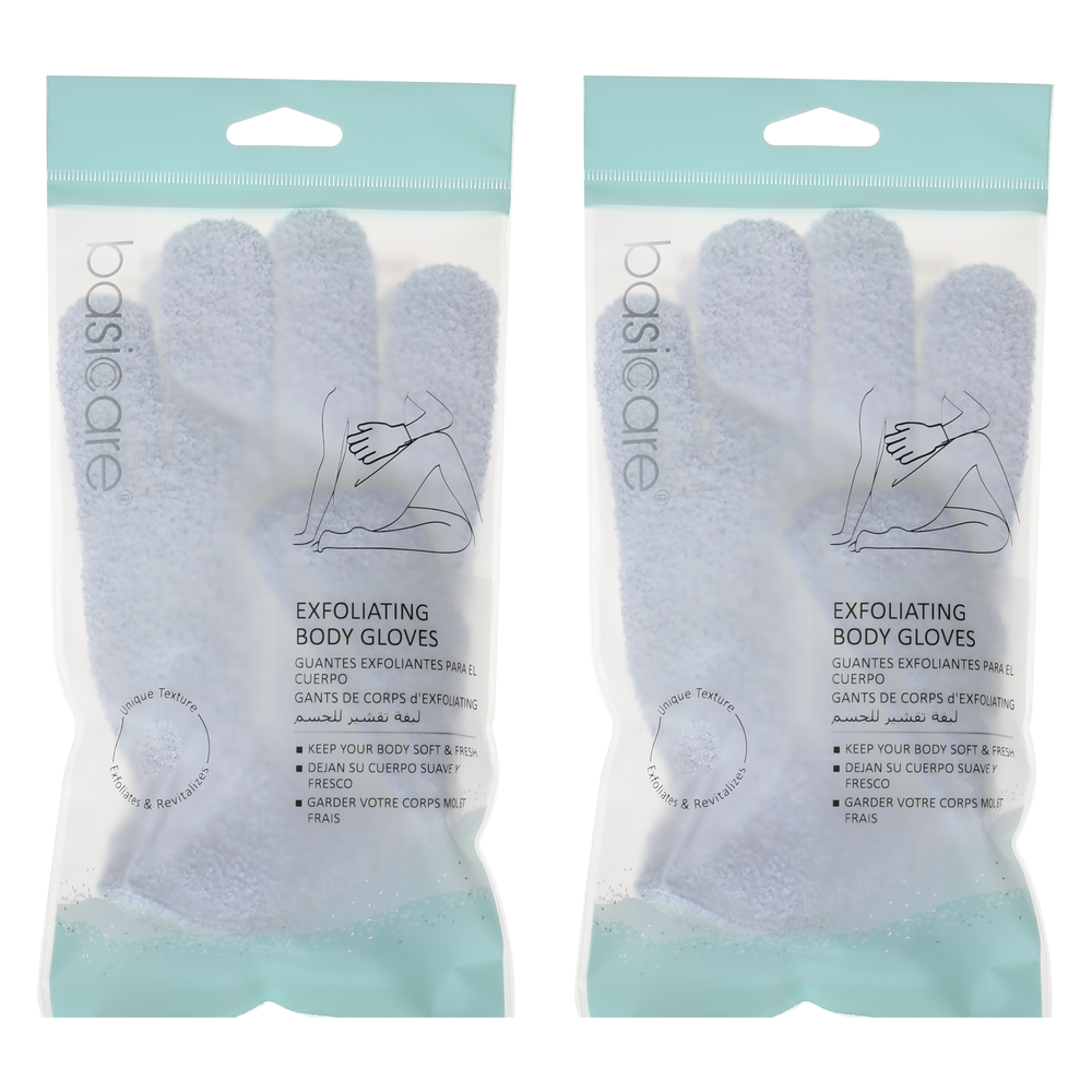 Basicare Exfoliating Body Gloves White Skin Cleansing Softening and Refreshing x 2