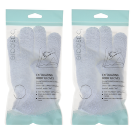 Basicare Exfoliating Body Gloves White Skin Cleansing Softening and Refreshing x 2