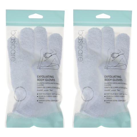 Basicare Exfoliating Body Gloves White Skin Cleansing Softening and Refreshing x 2