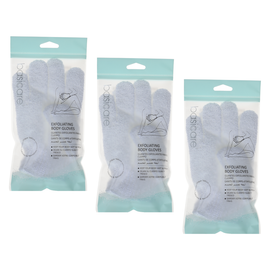 Basicare Exfoliating Body Gloves White Bundle of 3 Shower Exfoliating Gloves