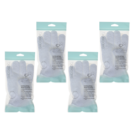 Basicare Exfoliating Body Gloves White 4 Pack Bundle