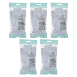 Basicare Exfoliating Body Gloves White Bundle of 5 Exfoliating Gloves