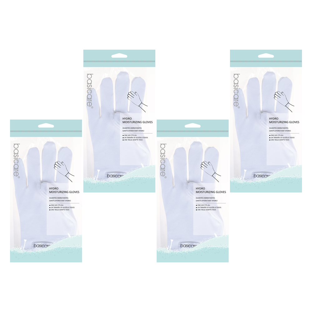 Basicare Hydro Moisturising Gloves White 4 Pack Bundle Overnight Hand Treatment
