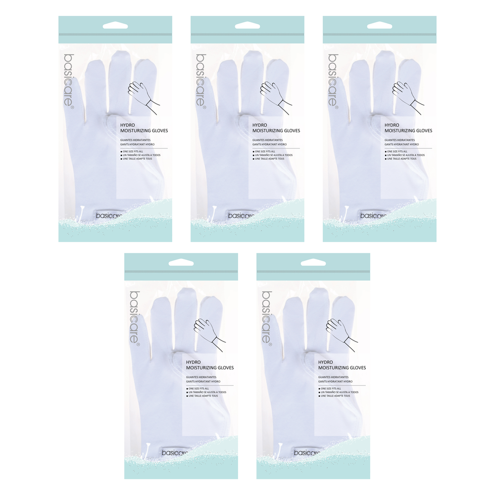 Basicare Hydro Moisturising Gloves White 5 Pack Overnight Hand Softening Treatment