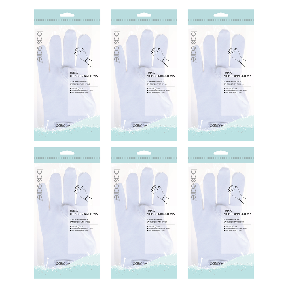 Basicare Hydro Moisturising Gloves White 6 Pack Overnight Hand Treatment