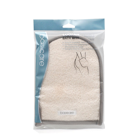 Basicare Loofah Mitt Flax Exfoliating Shower Body Scrub for Smooth Skin