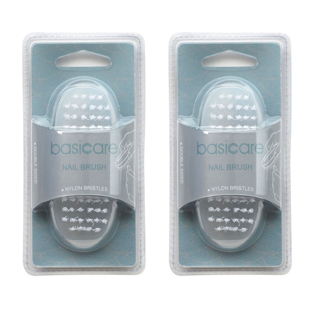 Basicare Double Sided Nail Brush Nylon Bristles Pack of 2 Nail Cleaner