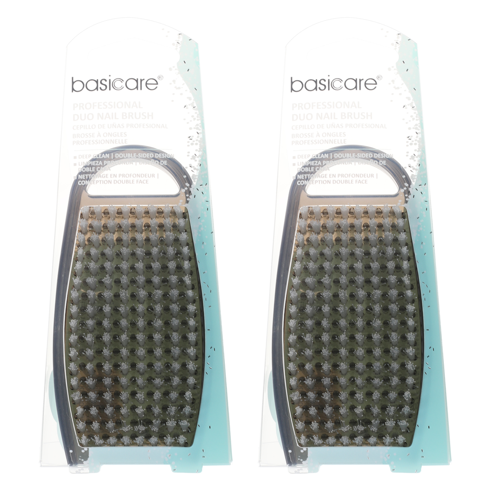 Basicare Double Sided Nail Brush Nylon Bristles Pack of 2 Nail Cleaner