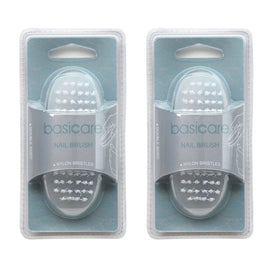 Basicare Double Sided Nail Brush Nylon Bristles Pack of 2 Nail Cleaner