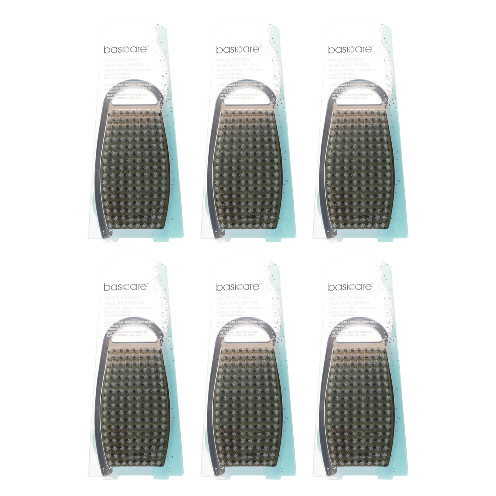 Basicare Double Sided Nail Brush Nylon Bristles Bundle of 6