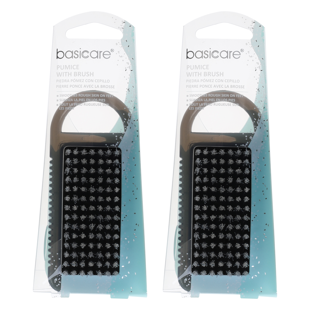 Basicare Pumice Stone with Nail Brush 9.5cm 2 Pack Foot Exfoliating Tool