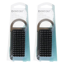 Basicare Pumice Stone with Nail Brush 9.5cm 2 Pack Foot Exfoliating Tool
