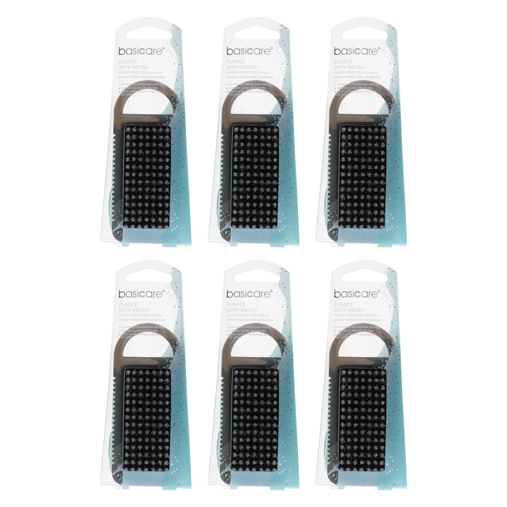Basicare Pumice Stone With Nail Brush 9.5cm Pack of 6 Bundle