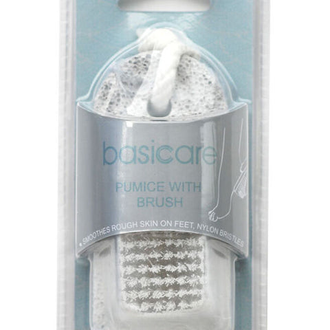 Basicare Pumice Stone With Nail Brush 9.5cm Foot Care Exfoliating Tool