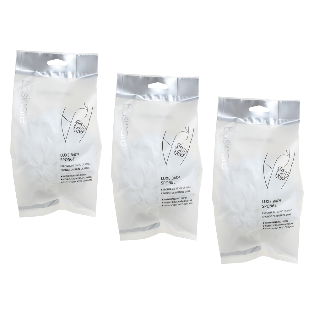 Basicare Luxe Bath Sponge Round Aria 3 Pack Exfoliating Body Sponge