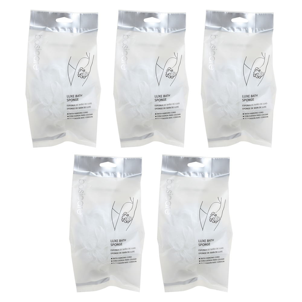 Basicare Luxe Bath Sponge Round Aria Bundle of 5 Exfoliating Body Sponges