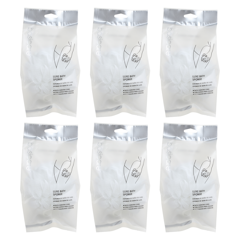 Basicare Luxe Bath Sponge Round Aria Bundle of 6 Exfoliating Body Sponges