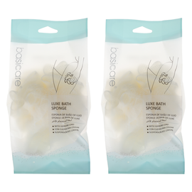 Basicare Luxe Bath Sponge Beige with Hanging Cord Exfoliating x2