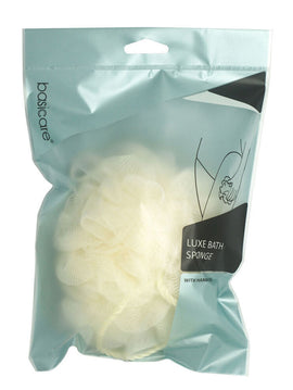 Basicare Luxe Bath Sponge Beige with Hanging Cord for Exfoliating and Cleansing