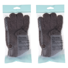Basicare Exfoliating Body Gloves Brown 2 Pack Smooth Healthy Skin