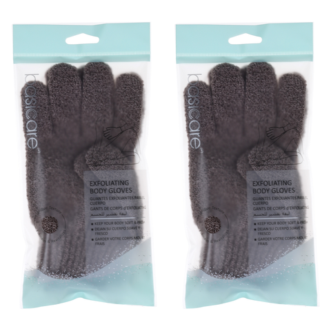 Basicare Exfoliating Body Gloves Brown 2 Pack Smooth Healthy Skin