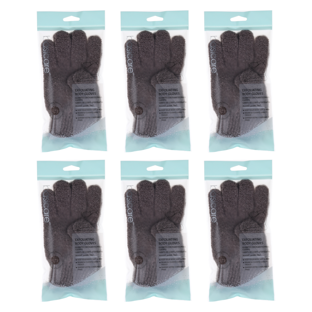 Basicare Exfoliating Body Gloves Brown Bundle of 6 Pairs