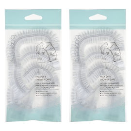 Basicare Shower Cap Adults 4 Pack Reusable Comfortable Waterproof Protection x 2