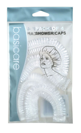 Basicare Shower Cap Adults 4 Pack Reusable Comfortable Waterproof Protection
