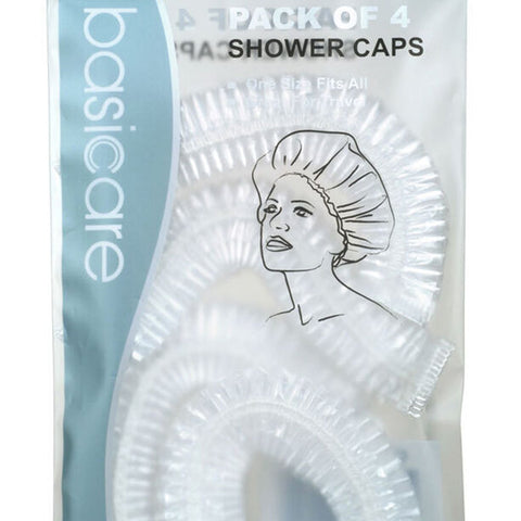 Basicare Shower Cap Adults 4 Pack Reusable Comfortable Waterproof Protection