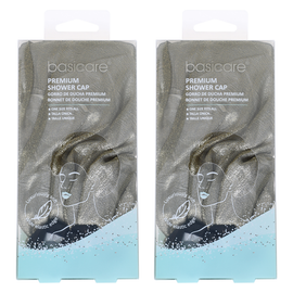 Basicare Luxury Reusable Waterproof Shower Cap Adult Pack of 2 Comfortable
