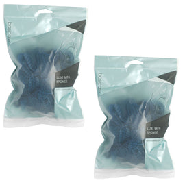 Basicare Luxe Bath Sponge Blue Hanging Cord Gentle Exfoliating Body Sponge x2