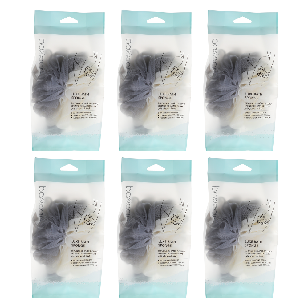 Basicare Luxe Bath Sponge Purple Pack of 6 Gentle Exfoliating Sponges
